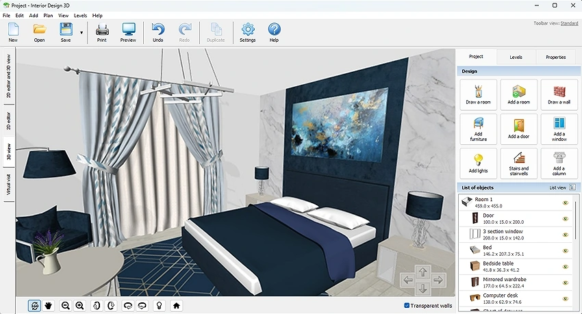 Esempio di progettazione 3D online – pianificatore di interni con modellazione 3D