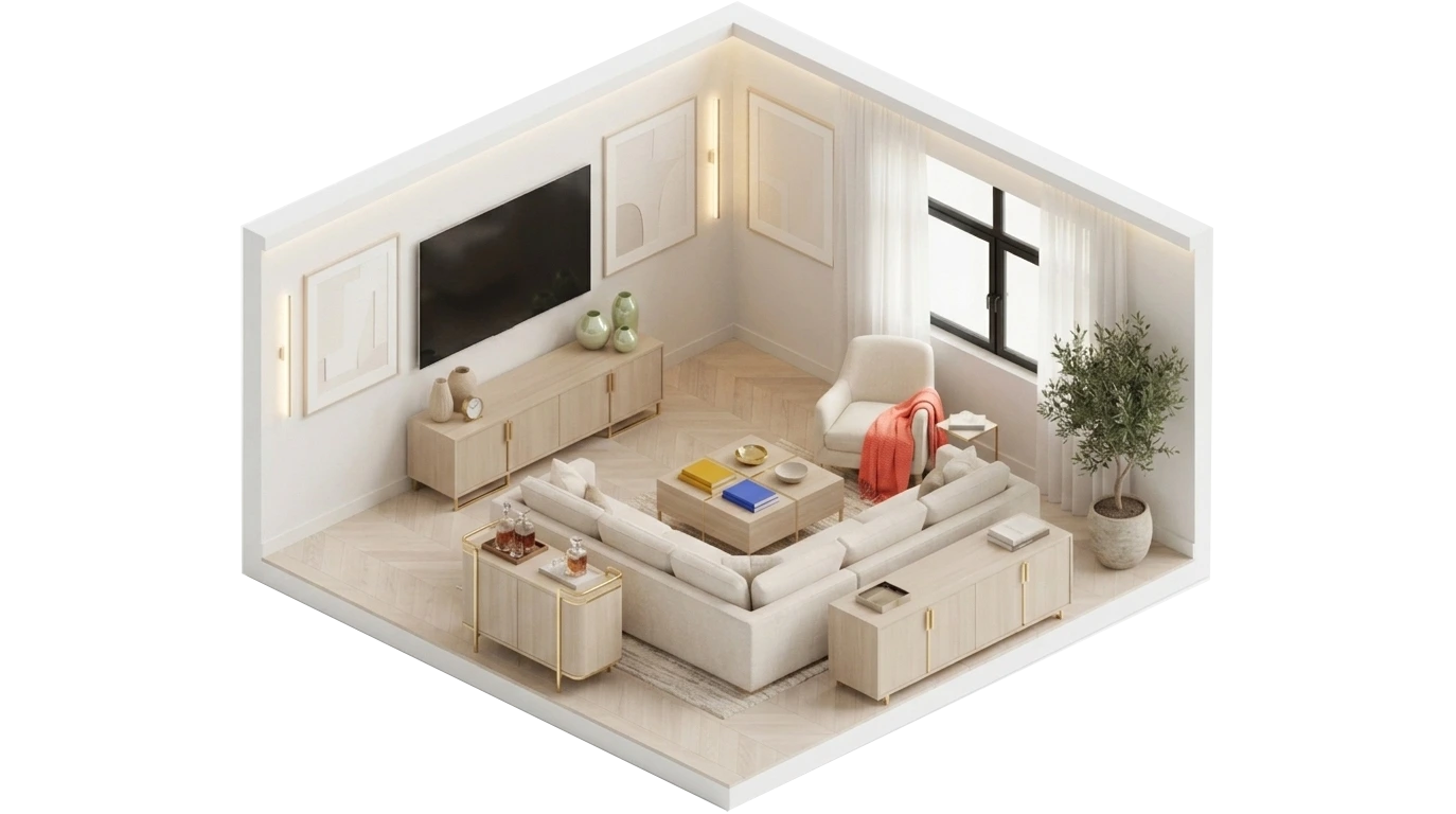 Soggiorno – arredo e design del salotto con pianificatore online