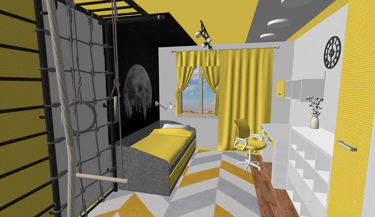 Render 3D de salón